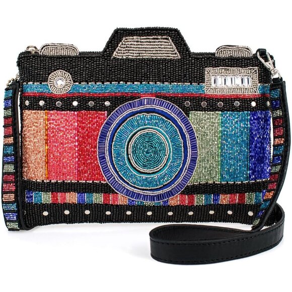 Color Fusion Rainbow Mini Crossbody Leather Handbag with Removable Beaded Strap
